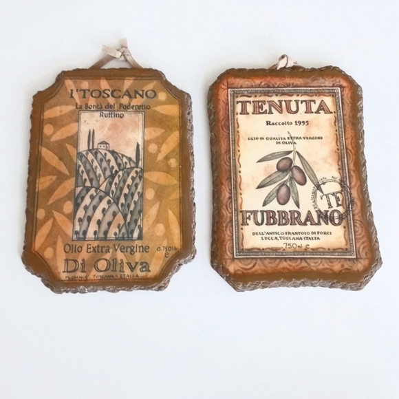 Italian Wall Hanging Plaques L' Toscano & Tenuta Set of 2 - Picture 6 of 16